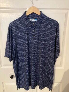 Men’s 🧔🏻‍♂️Round tree & Yorke Navy Polo with 🍦 Pattern